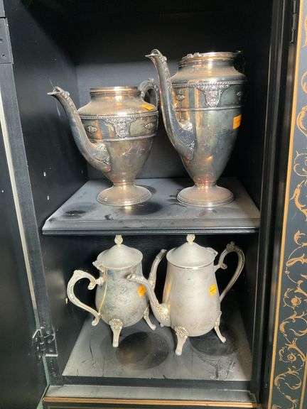 4 Silverplated Teapots