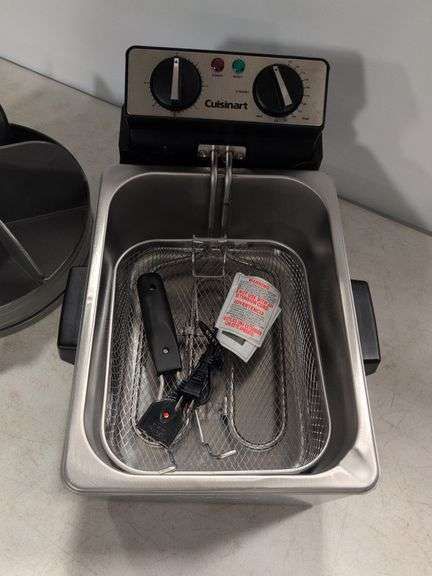 Cuisinart mini deep fryer and spinning metal tray - both like new
