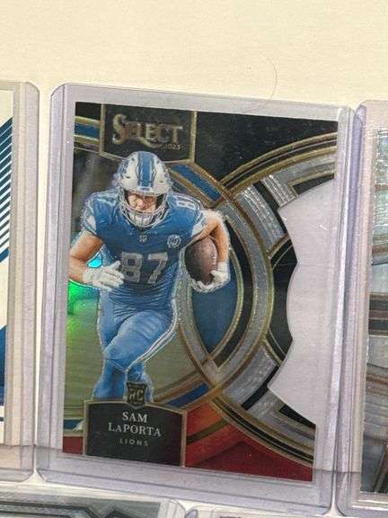 2023 Panini Select Jahmyr Gibbs RC, (2) 2023 Panini Prizm Sam LaPorta RC, (2) 2023 Panini Mosaic Sam