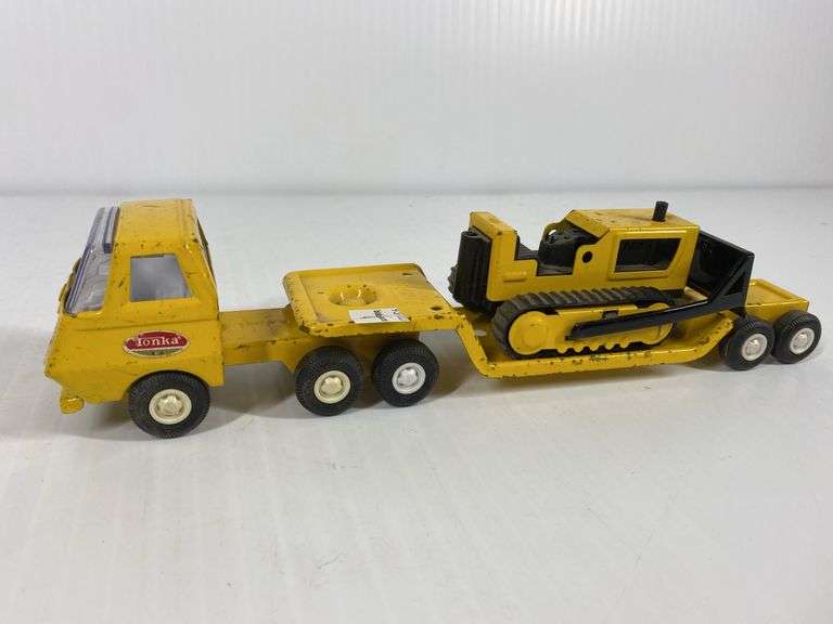 Tonka Mini Lowboy Hauler with Mini Tonka Dozer