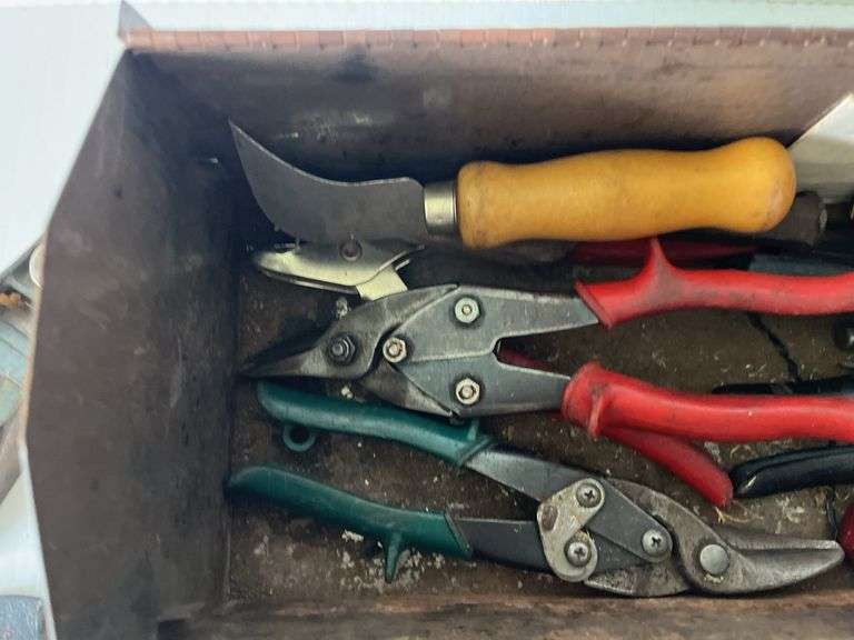 Toolbox with Snips, Rulers, Planers, Etc.