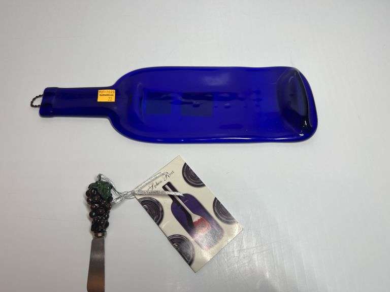 Cobalt Blue Bottle Platter, Cheese Knife