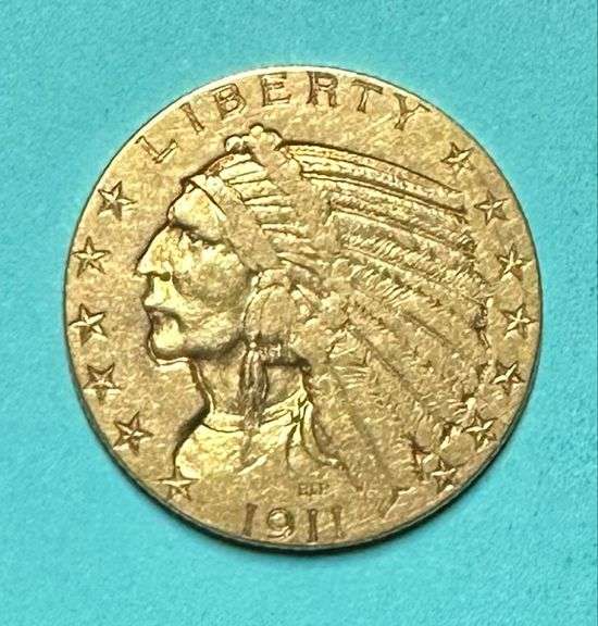 1911 $5 Indian Half Eagle Gold Coin