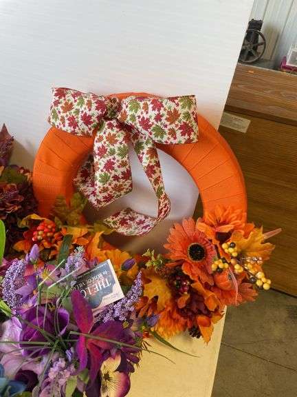 Large lot of faux flowers - some w/ vases