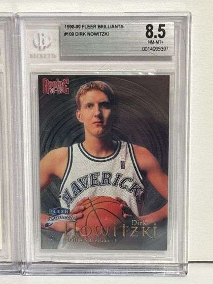 1992-93 UD McDonalds Shaquille O’Neal (BGS 9) and 1998-99 Fleer Brilliants Dirk Nowitzki RC (BGS 8.5