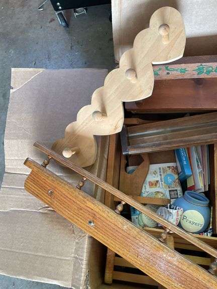 WOODEN SHELVES AND HOOKS