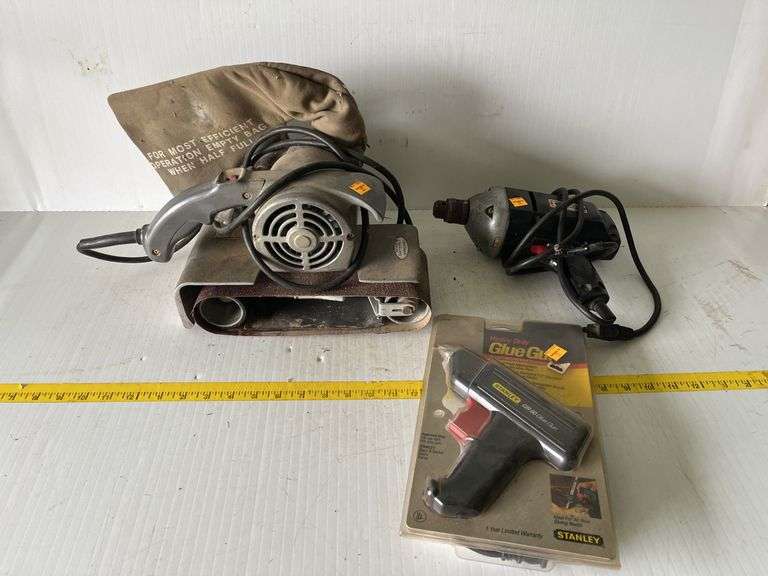 Belt Sander, Glue Gun, Drill