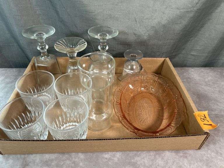 VINTAGE GLASSWARE- PINK-DEPRESSION, WATER GLASSES & more