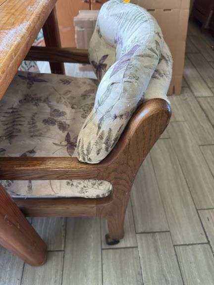 WOODEN TABLE WITH 4 ROLLING CHAIRS
