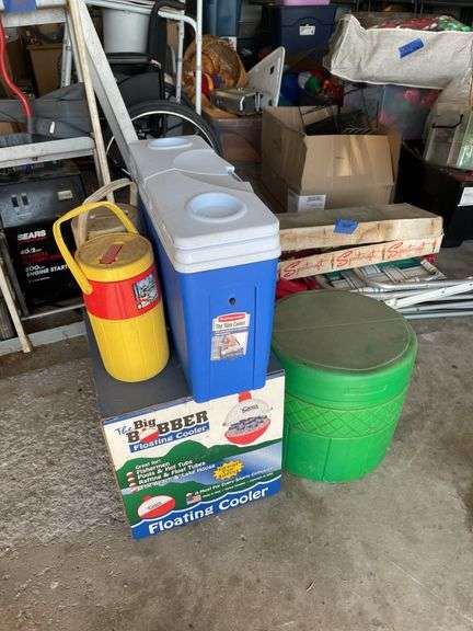 COOLERS, DRINK JUSGS, AND PORTABLE CAMPING TOILET