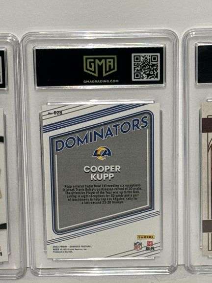 2022 Select Garrett Wilson Concourse Rookie (GMA 9), 2022 Donruss Cooper Kupp Dominators (GMA 10), a