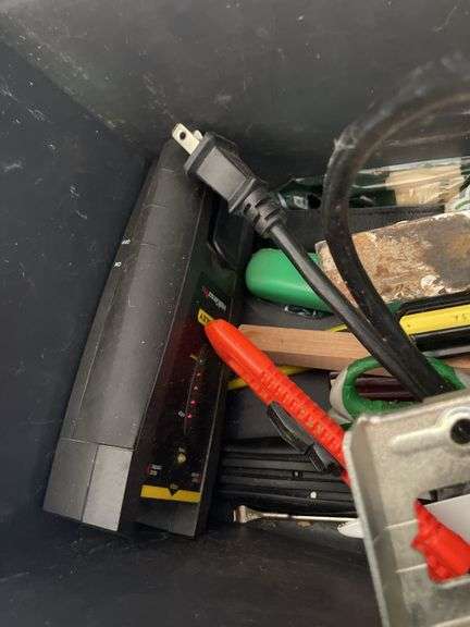 TOOL BOX WITH BLACK & DECKER JIGSAW AND HAND TOOLS