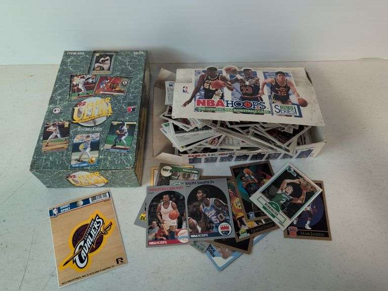 1992 Fleer Ultra baseball wax box with sealed cards and '92-'93 NBA Hoops wax box with trading cards