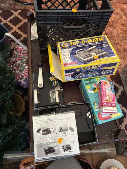 COFFEE TABLE, CIGARETTE MACHINE, CHRISTMAS TREE AND DECOR
