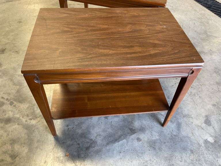 (2) brown matching wooden end tables