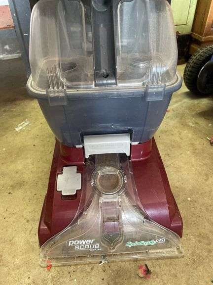 HOOVER POWER SCRUB (WORKS WELL BUT HAS BROKEN RELEASE TAB ON HANDLE)