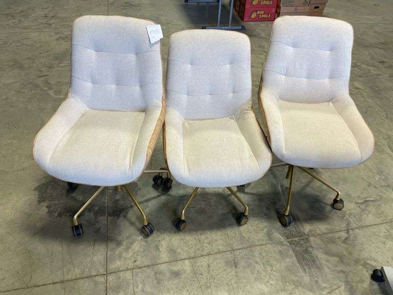 (3) matching rivet celine upholstered home office task chairs