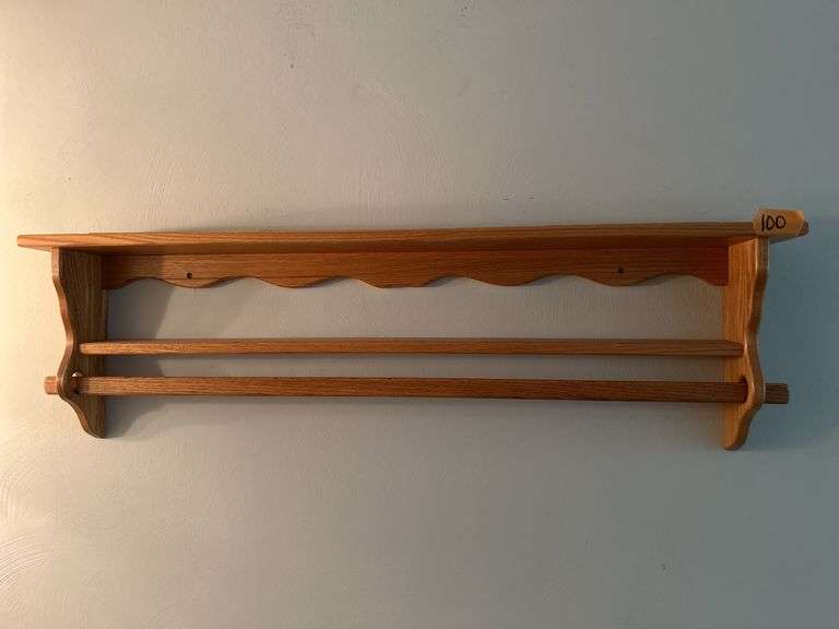 OAK WALL SHELF & QUILT DISPLAY