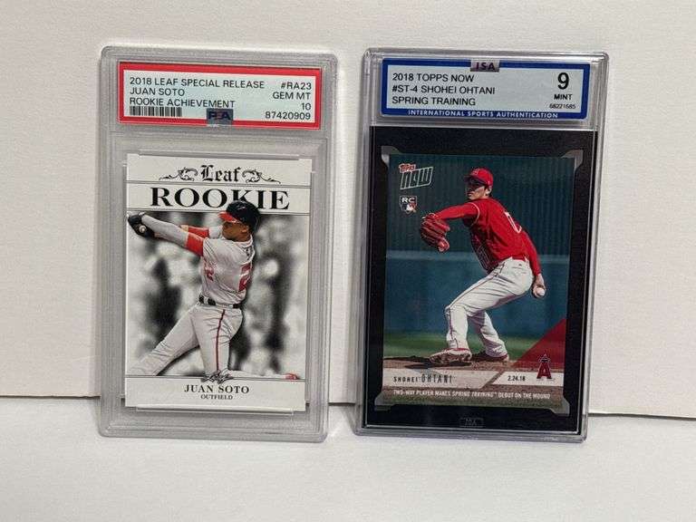 2018 Leaf Special Release Juan Soto Rookie Achievement RC (PSA 10) and 2018 Topps Now Shohei Ohtani 