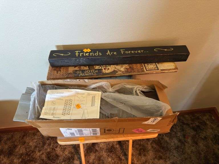 FOLDING TV TRAY, WALL ART, AND CANVAS DOOR/WALL RACK