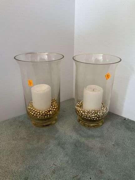 2 Clear Vase Candleholders