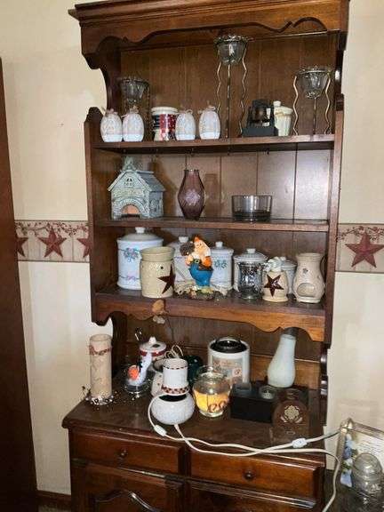 WOODEN HUTCH WITH CONTENTS
