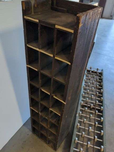 Vintage post office boxes and antique conveyor rollers