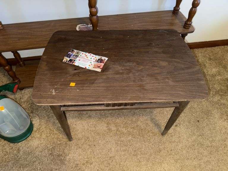 BISSELL LITTLE GREEN CARPET CLEANER, VACUUM SWEEPER, WOOD SHELF, TABLE, AND MORE