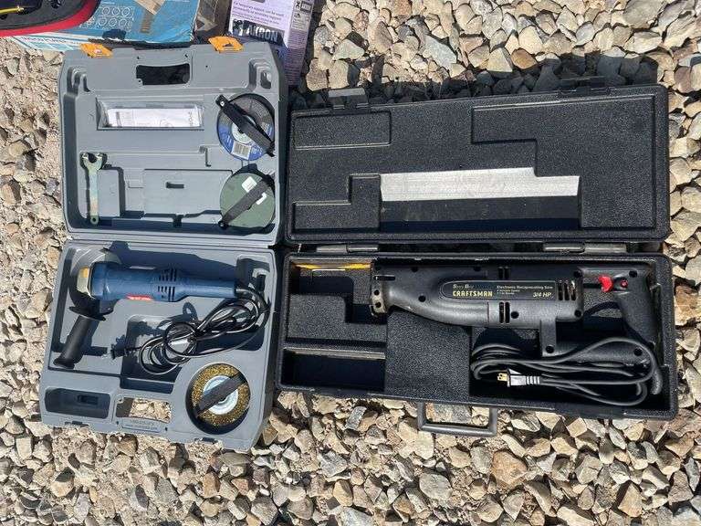 Ryobi angle grinder & Craftsmen electronic reciprocating saw - both w/ cases