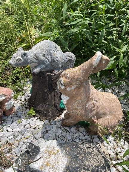 STONE GARDEN GNOMES, MUSHROOMS AND MORE