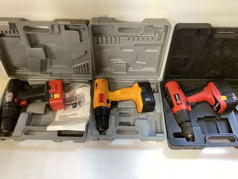 3 Rechargeable Drills (No Chargers)