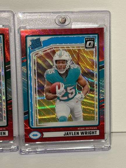 (4) 2024 Donruss Optic Rated Rookie Red Wave Short Print Parallel RC’s of Dallas Turner, Jaylen Wrig