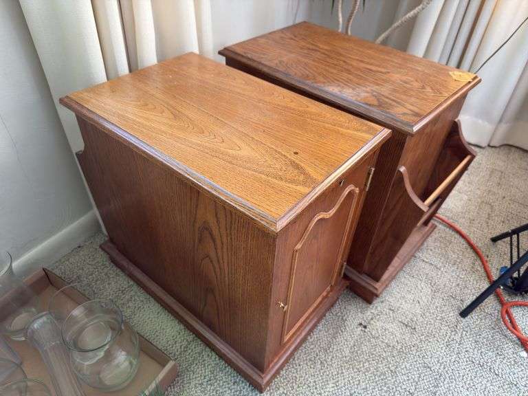 HARDWOOD END TABLES (2) matching