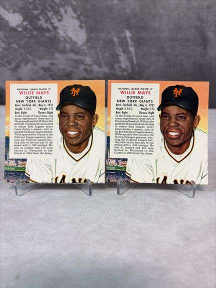 (2) 1955 Red Man Willie Mays Cards - No Tabs
