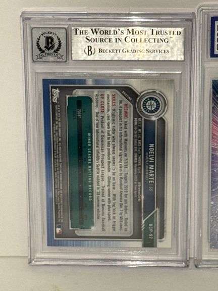 2019 Bowman Chrome Prospects Noelvi Marte Authentic Autograph (BGS Auto 10) and 2024 Topps Yoshinobu