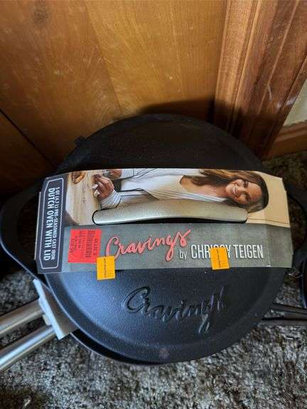 NEW 5 QT. CAST-IRON DUTCH OVEN AND PAIR OF COOK PANS