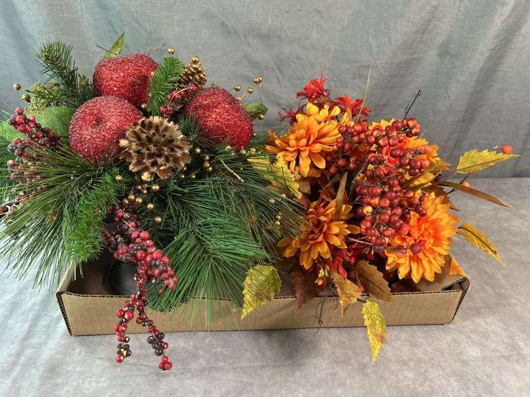 FAUX FLOWER ARRANGEMENTS- one in RRP CO ROSEVILLE CROCK