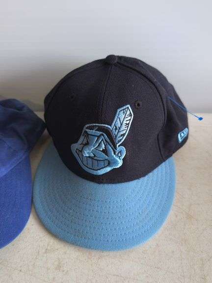Vintage blue Indians hat and blue hat