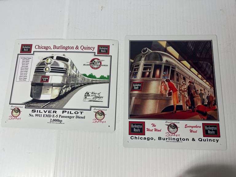 Chicago, Burlington, & Quincy Tin RR Signs