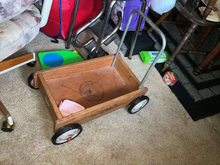 CHAIRS, ICE CHEST, STROLLER, AND BIN WITH TOYS