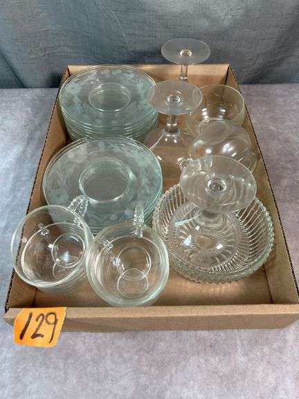 VINTAGE ETCHED GLASSWARE & more