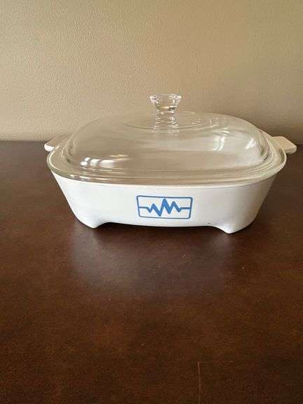 CorningWare Blue EKG Brown 'N Sear Dish with Lid