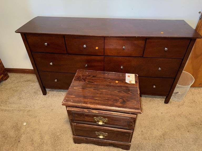 DRESSER, NIGHTSTAND, AND MIRROR