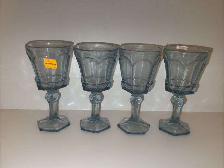 (4) Fostoria Virginia Light Blue Goblets