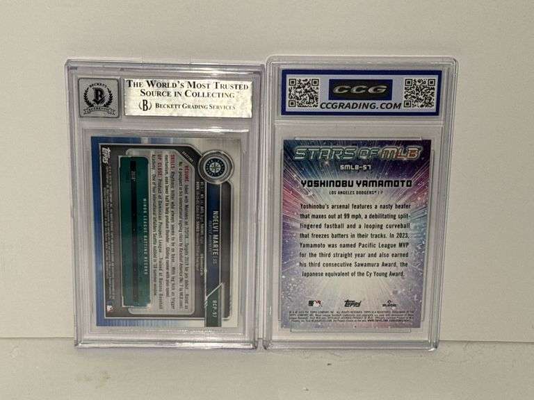 2019 Bowman Chrome Prospects Noelvi Marte Authentic Autograph (BGS Auto 10) and 2024 Topps Yoshinobu