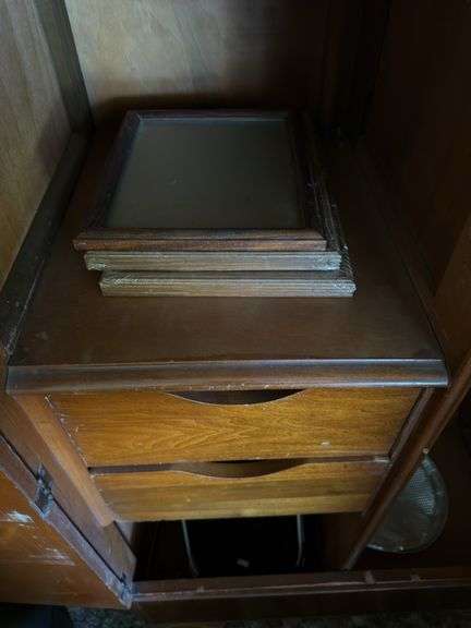 VINTAGE WOODEN ARMOIRE WITH DRAWERS INSIDE