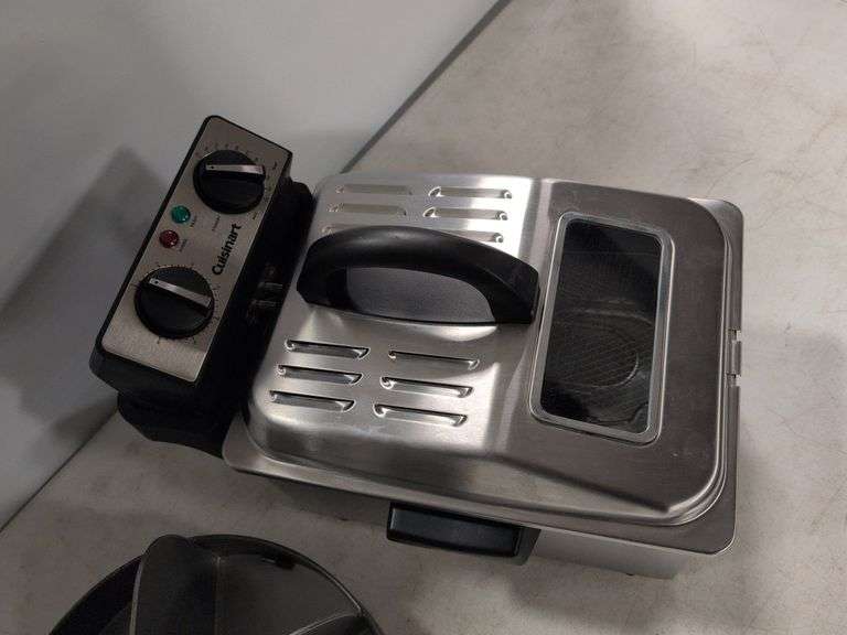 Cuisinart mini deep fryer and spinning metal tray - both like new