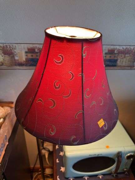 VINTAGE FLOOR LAMP, END TABLE AND RETRO MICROWAVE