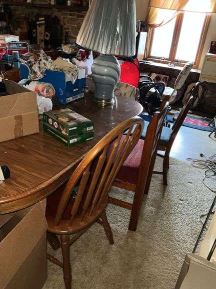 TABLE, CHAIRS, AND ALL CONTENTS ON TABLE