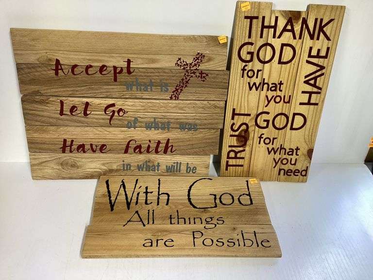 3 Wooden Primitive Signs